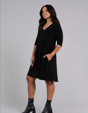 SYMPLI  Black/Ivory Tipped Reversible Trapeze Dress