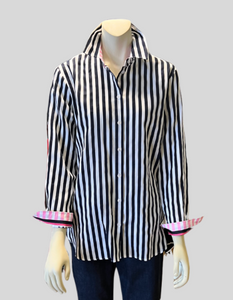 JUST WHITE  Blue Striped Blouse