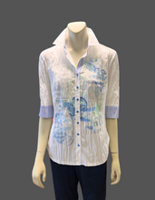 Load image into Gallery viewer, JUST WHITE  Blue Glitzy Pattern Blouse
