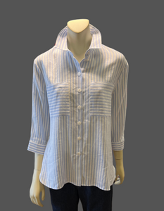 JUST WHITE  Sky Blue Striped Blouse