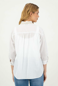 SE - JUST WHITE  Stand-up Collar White Blouse